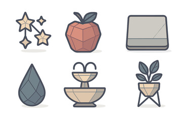 Geometric nature and abstract icons in a muted color palette