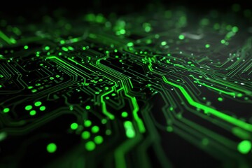 Glowing Green Circuit Board Technology Background Design