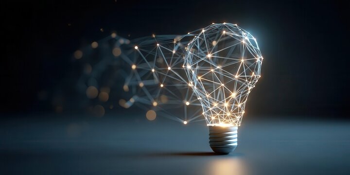 Glowing Lightbulb Network Innovation Concept Illustration for Business