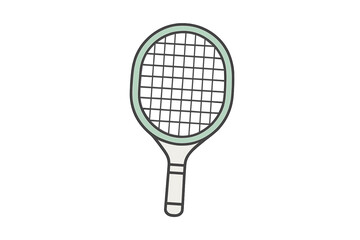 Minimalist tennis racket with light green frame and strings