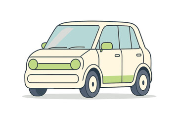 Simple compact car side view in pastel colors