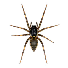 Detailed Macro of Dark Nursery Web Spider on White Background