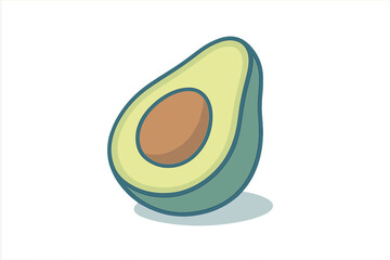 Stylized half avocado fruit with large central seed