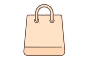 Beige shopping bag icon with simple brown outline