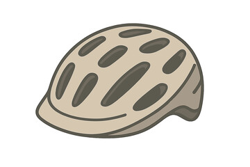 Light beige cycling helmet with ventilation holes isolated on white background