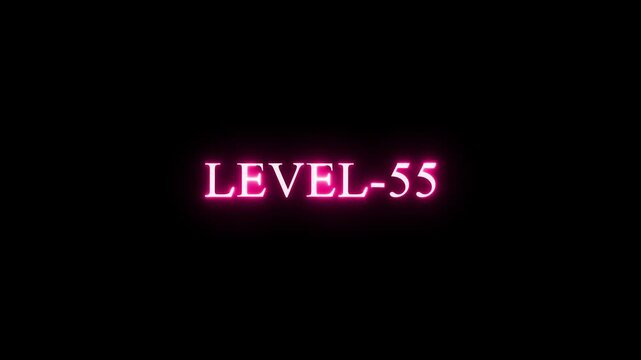 Technology business managements Level 55 Glowing Neon Text  Level  Up Futuristic Neon Gaming Concept Animation, glowing animation with neon line Text element technology  black background.  - Powered by Adobe
