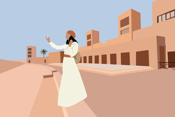 flat morocco desert illustration 