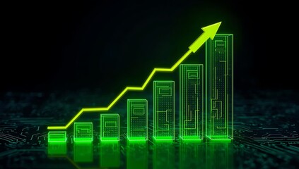 Green financial growth chart business investment profit increase success concept