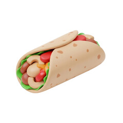 Delicious 3D Render of a Freshly Made Taco A Mouthwatering Culinary Illustration