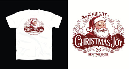 Detailed Illustration of Santa Claus with Bright Celebration Joy Text with Ornaments and Heritage Stone Company Vector Illustration Isolated on White Background