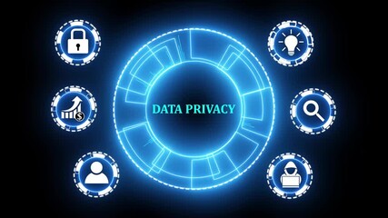 Cyber security data protection business technology privacy concept. glowing animation. - Powered by Adobe