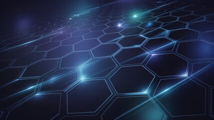 Abstract hexagonal grid background with glowing particles modern technology and science backdrop futuristic surface concept