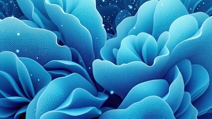 Vibrant Blue Organic Texture with Shimmering Frost-like Details. Abstract Natural Pattern Background in Aqua Tones.