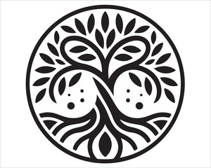 Tree of Life black silhouette vector isolated on white background