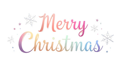 Colorful “Merry Christmas” text with snowflakes on a black background.