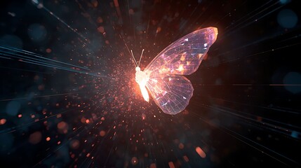Digital butterfly art glowing butterfly illustration abstract butterfly design concept