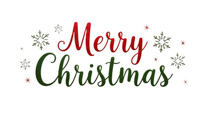 Red and green “Merry Christmas” text surrounded by small snowflakes on a black background, giving a festive winter feel.