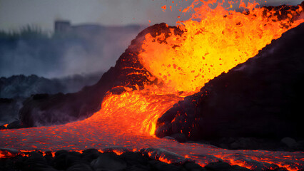 volcano eruption magma flow