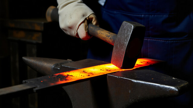 Close-up of traditional blacksmithing craft - Powered by Adobe