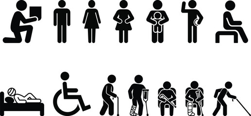 Universal symbols of human states, family, health, and disability