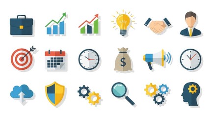 Achieve business goals with these icons representing strategy, finance, and growth