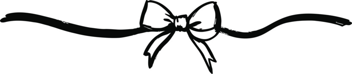 Ribbon Bow Line Ink Sketch Illustration