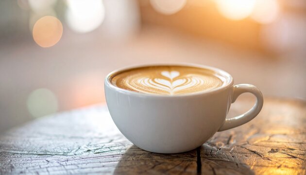 Ideal for cafes, coffee shops, and food blogs. Authentic latte art in a natural light setting evokes a cozy atmosphere.