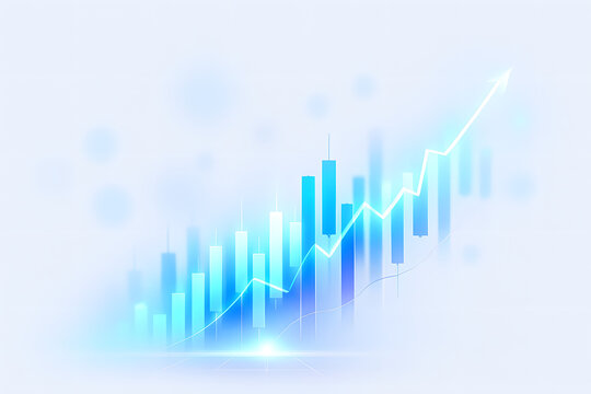 Rising bar graph isolated on white background