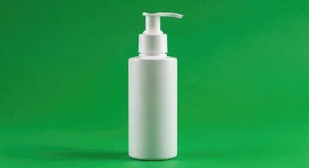 Sleek white pump bottle for cosmetics or lotions, clean studio shot, modern product packaging