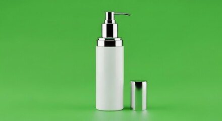 Sleek white pump bottle with chrome accents ready for product placement