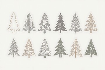 Obraz premium Collection of christmas tree ornaments isolated on white background, top view