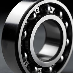 Industrial Macro Detail of a Steel Ball Bearing on Black Background