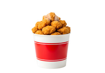 Steaming Hot Chicken Nuggets in Red Bucket