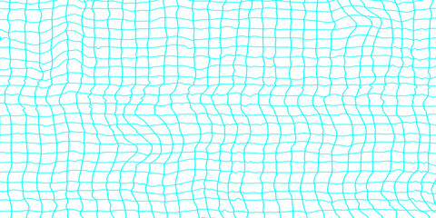 Abstract grid pattern with soft wavy line seamless texture of cyan lined paper grid background, square graph texture of distorted blue line on white background waved texture doodle background. © Abu Bokkor Siddique