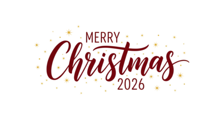 Christmas 2026 merry holiday greeting isolated on transparent background