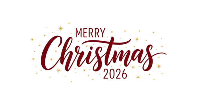 Christmas 2026 merry holiday greeting isolated on transparent background