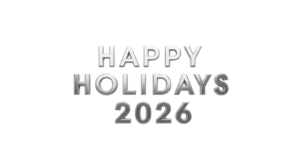 Holidays 2026 greeting text isolated on transparent background