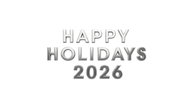 Holidays 2026 greeting text isolated on transparent background