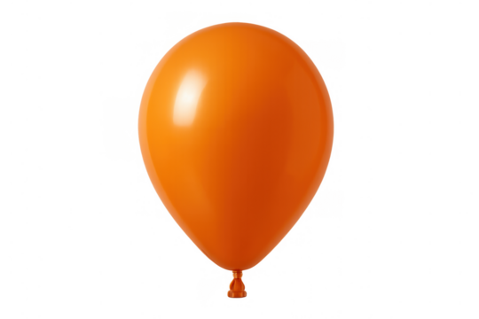 Orange party balloon floating, glossy inflatable decoration, celebration symbol, transparent background - Powered by Adobe