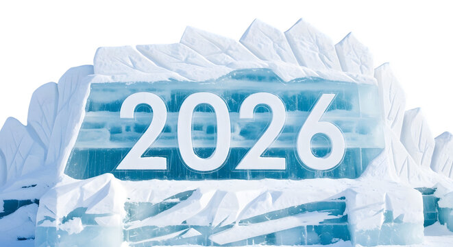2026 ice and snow display isolated on transparent background