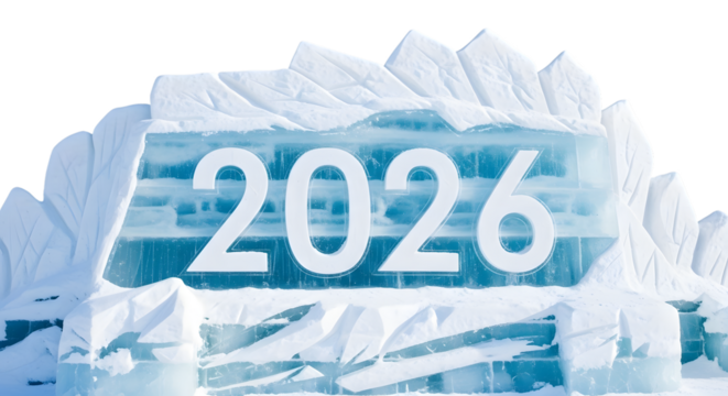 2026 ice and snow display isolated on transparent background