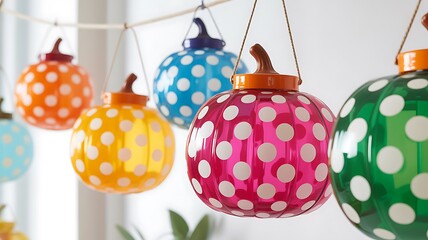 Colorful polka dot pumpkin lantern