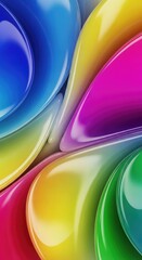 Vibrant abstract liquid forms with smooth gradients and glossy textures flowing together