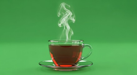 Steaming cup of hot tea offers comforting warmth and relaxation in a serene setting