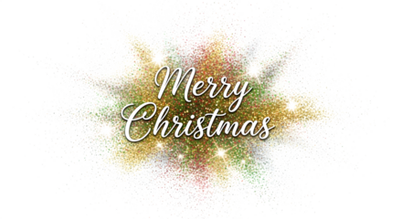Christmas greeting with glitter burst isolated on transparent background