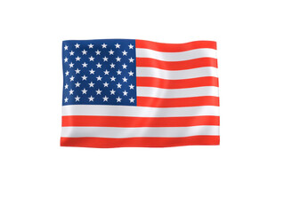 Fototapeta premium Waving American flag, symbol of freedom and patriotism, features red and white stripes with blue field and white stars, representing United States national pride