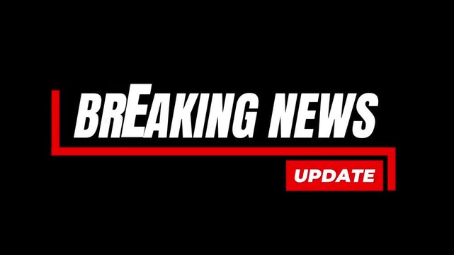 breaking news update title card animation with red line on black background