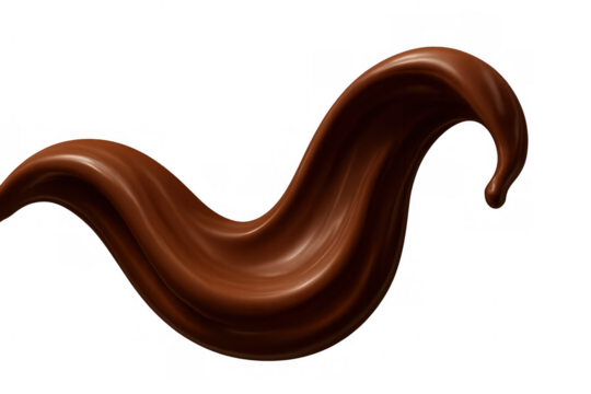 Delicious chocolate sauce splash flowing and swirling with a drip, rich melted cocoa liquid on transparent background