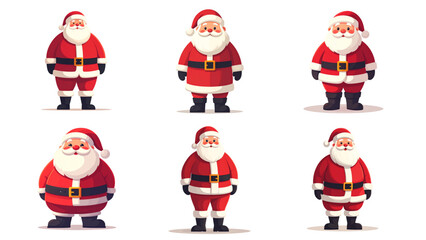 Collection of Santa Claus Christmas Vector Illustration, Full Body Character Design in Classic Red Suit, Christmas Holiday Artwork. perfect for Christmas cards, banners, and festive illustrations.