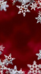 Winter snowflakes on red background - festive holiday design